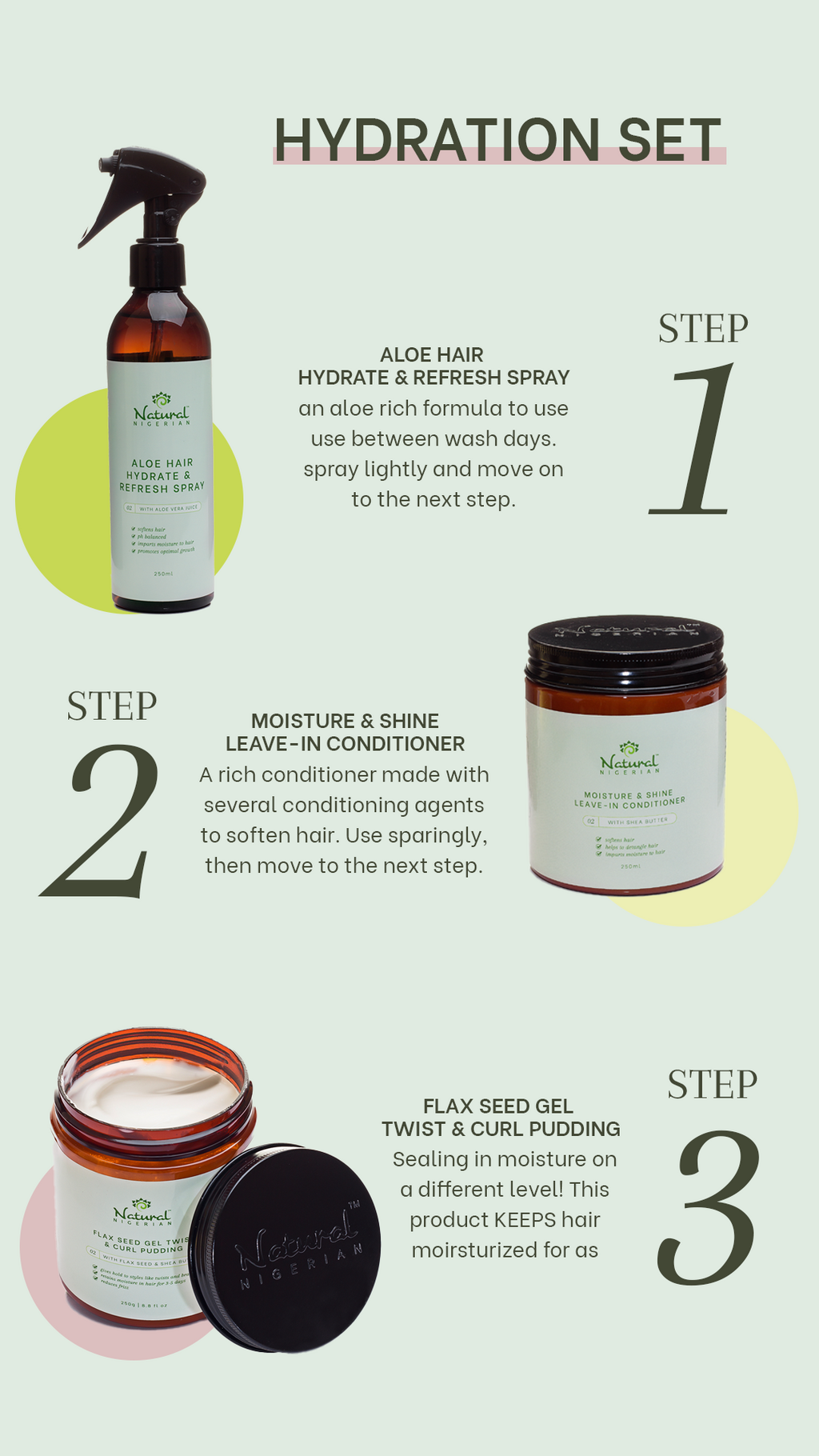Natural Nigerian Hydration Set (Hydrate, Condtion, Seal)