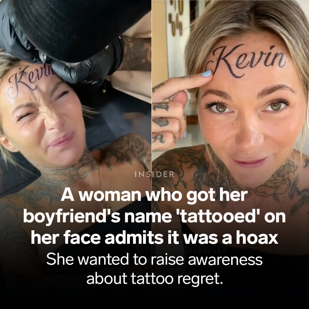 Ana Stankovsky said she 'tricked the whole internet' into believing she got her boyfriend's name tattooed on her face to raise awareness about tattoo regret