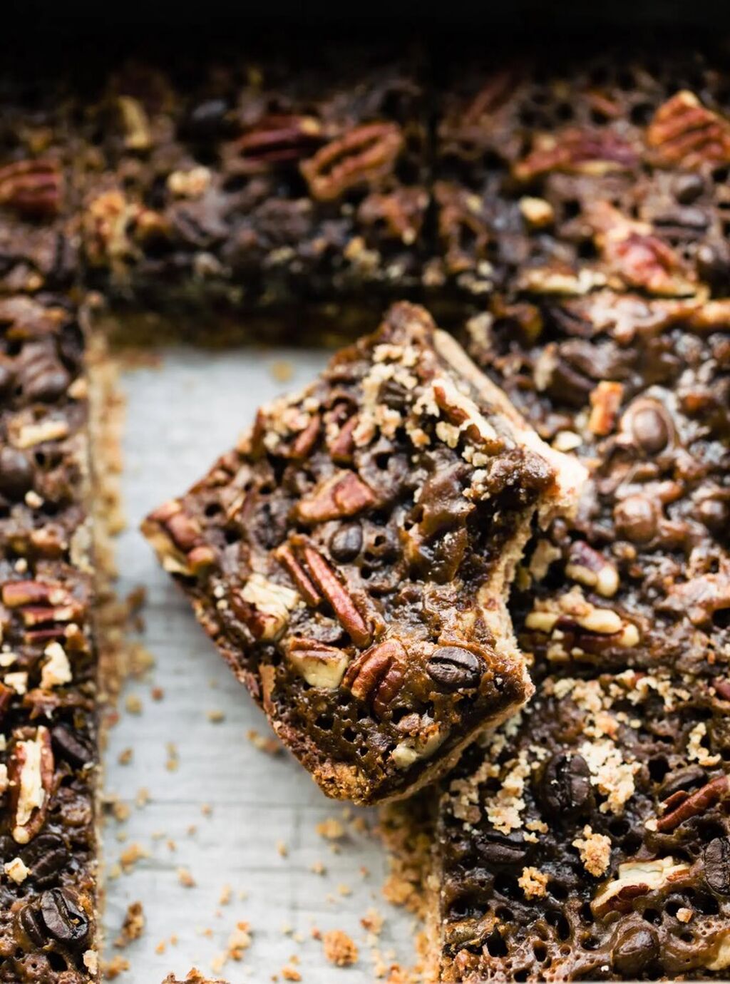 Coffee pecan pie bars 