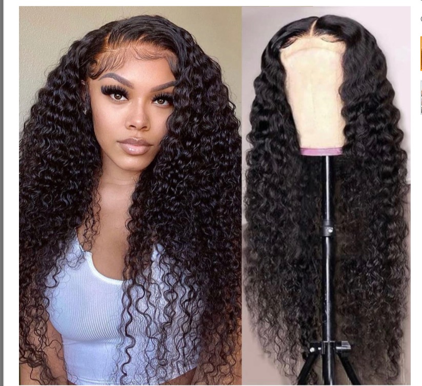Deep Wave Lace Front Wigs Human Hair 4x4 HD Transparent Lace Closure Wigs for Black Women Glueless 180% High Density Human Hair Wigs Pre Plucked with Baby Hair (20 inch)