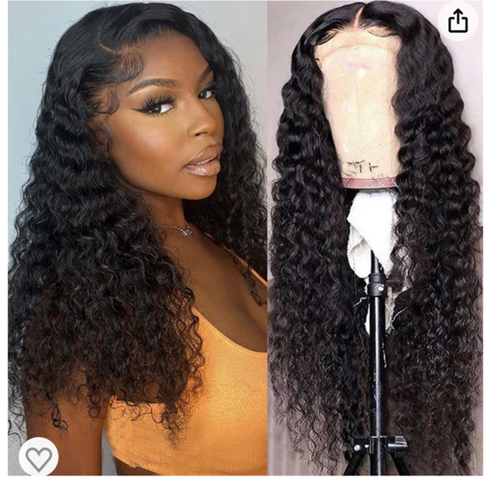 Deep Wave Lace Front Human Hair Wig 180% Density 4X4 HD Transparent Lace Closure.