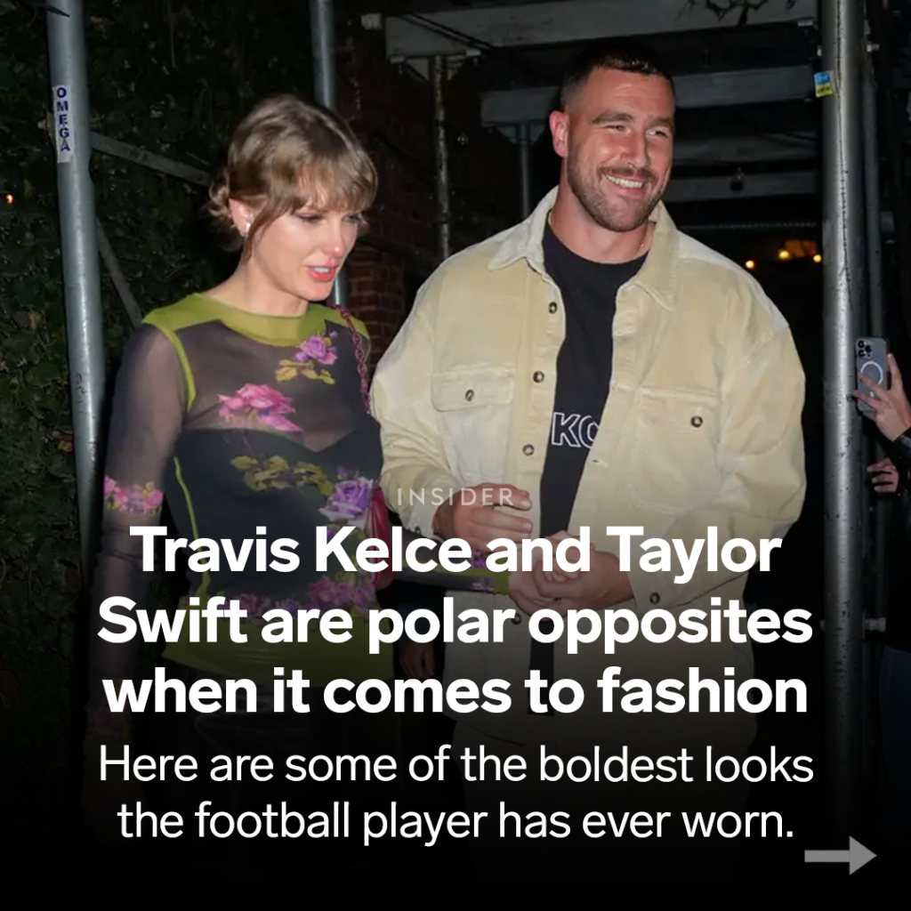 Travis Kelce and Taylor Swift are polar opposites when it comes to fashion. Here are 10 of the boldest looks the football player has ever worn.