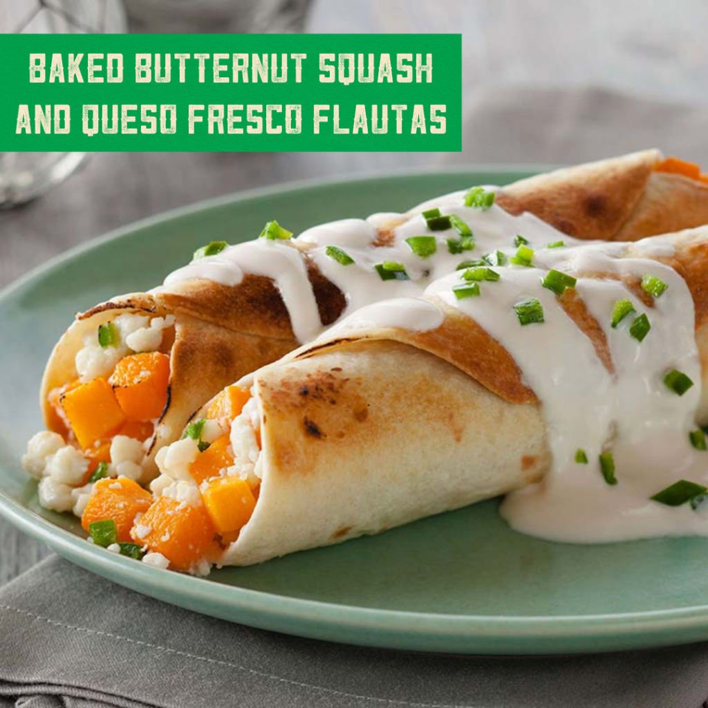 Butternut Squash Flautas with Queso Fresco