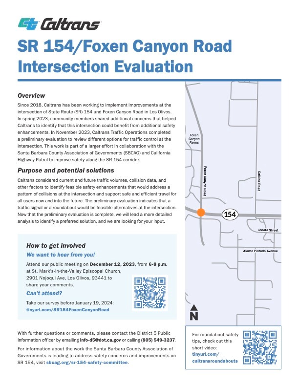 SR 154 and Foxen Canyon Road Intersection Public Meeting