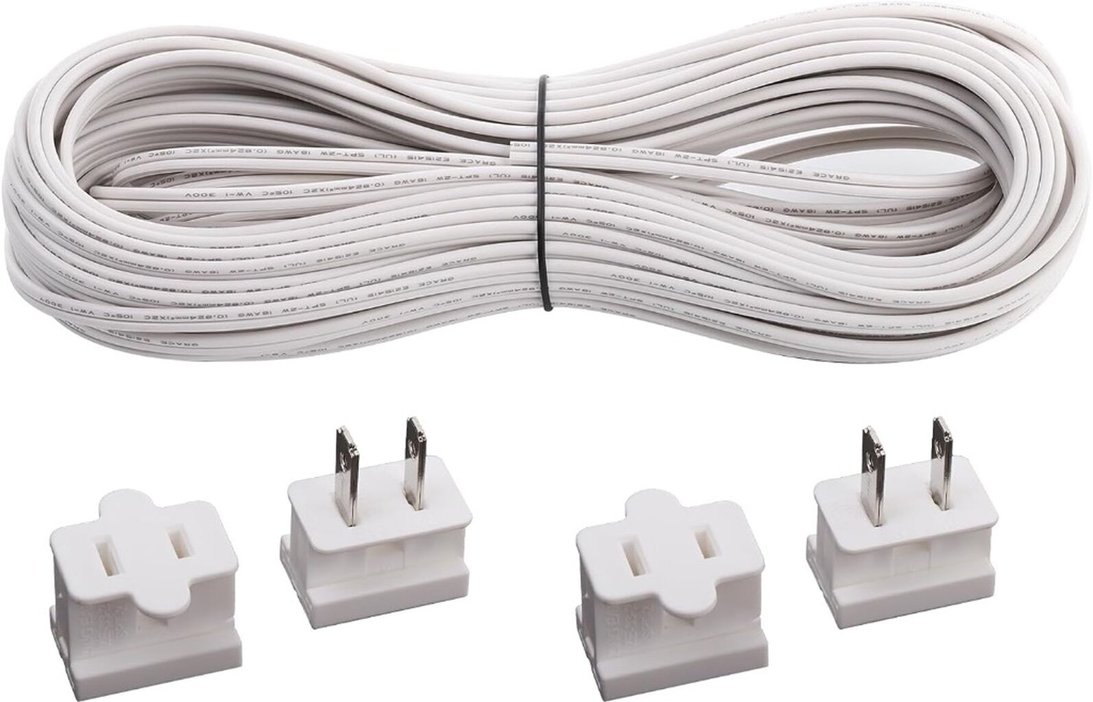18/2 SPT-1 Wire 50ft White and Vampire Plugs