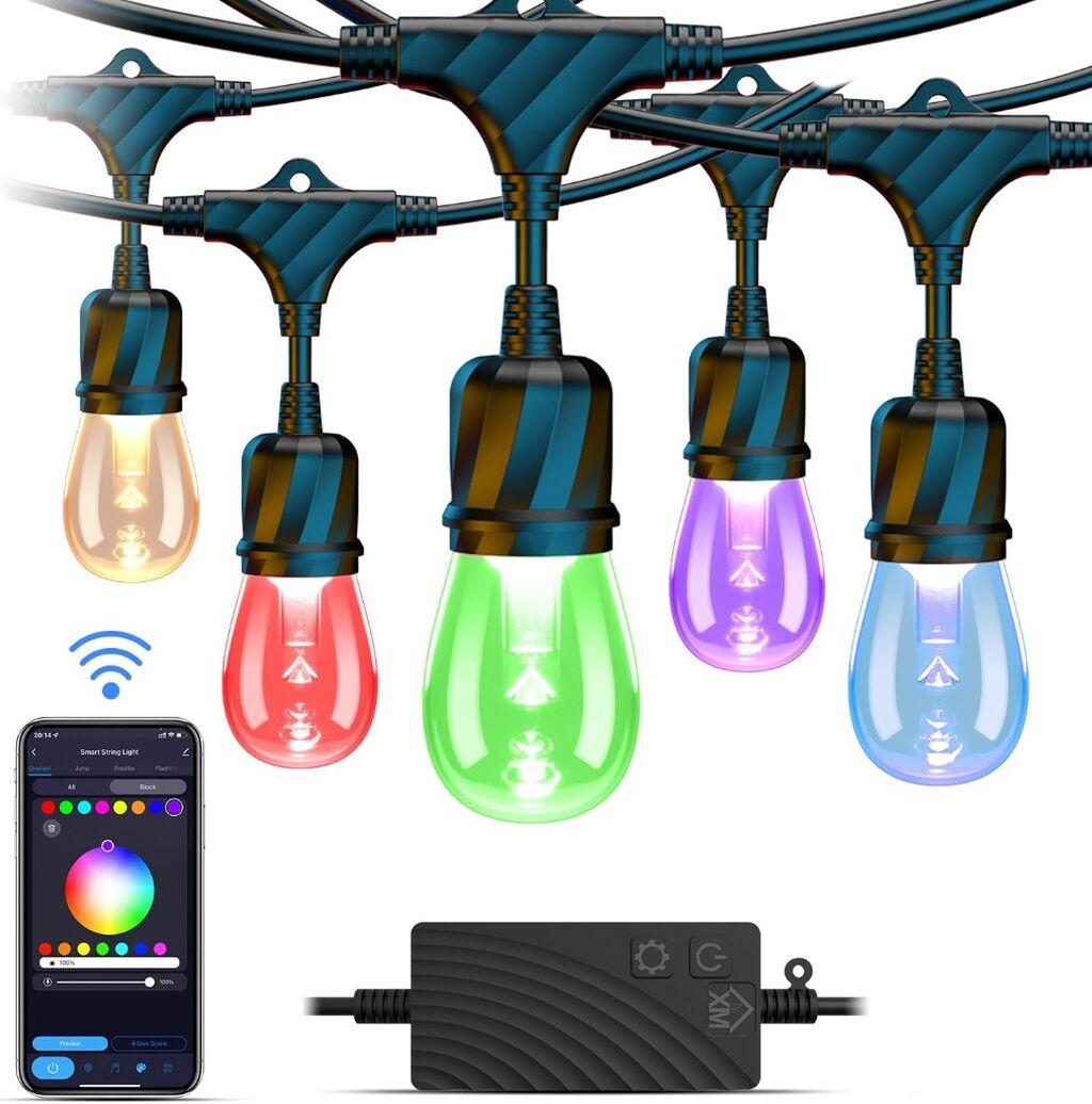 XMCOSY RGBW Outdoor String Lights 96ft