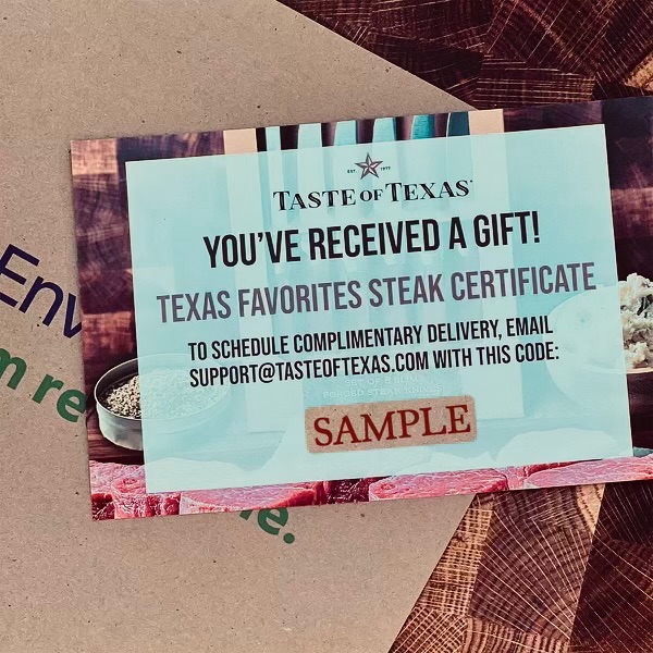 Texas Favorites Gift Box Certificate