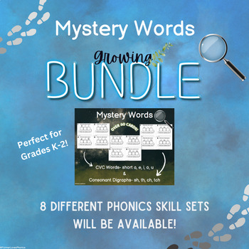  Mystery Words Complete Bundle- Phonics Based Spelling Center for Grades K-2