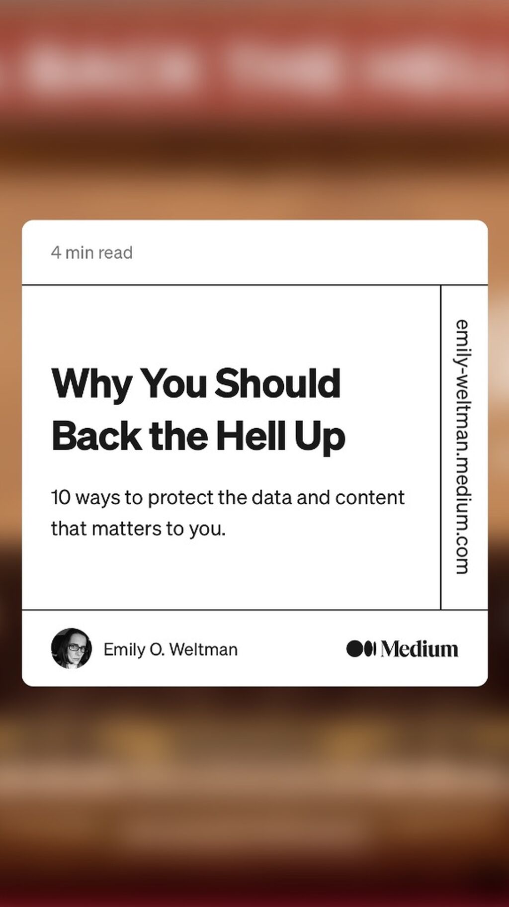 Why You Should Back the Hell Up: 10 ways to protect the data and content that matters to you.