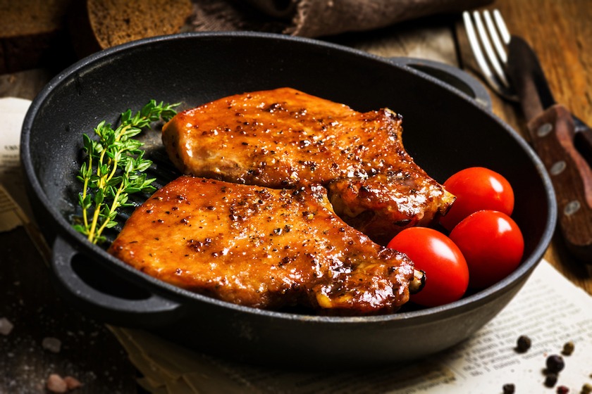 Honey Tabasco Pork Chops & Creamy Butter Beans