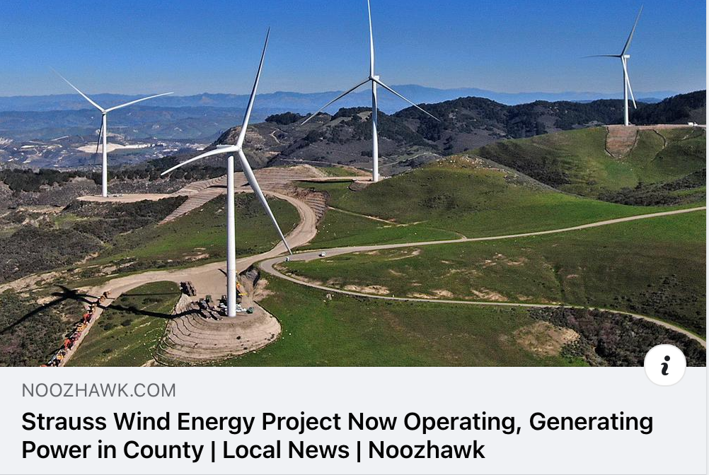Strauss Wind Energy Project Now Operating, Generating Power in County | Local News | Noozhawk