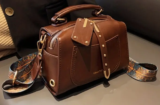 Brown Top Handle Handbag