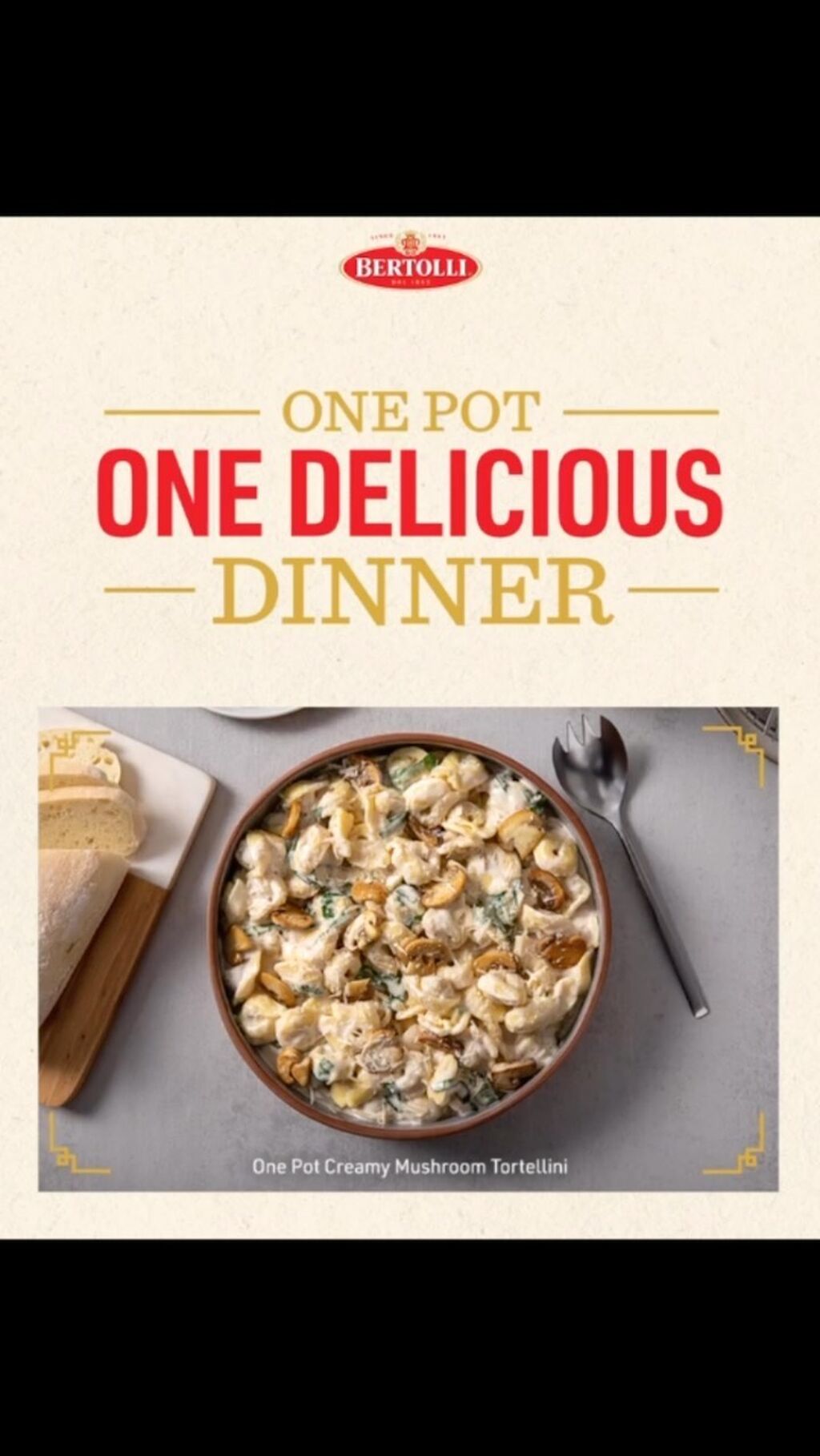 One Pot Creamy Mushroom Tortellini