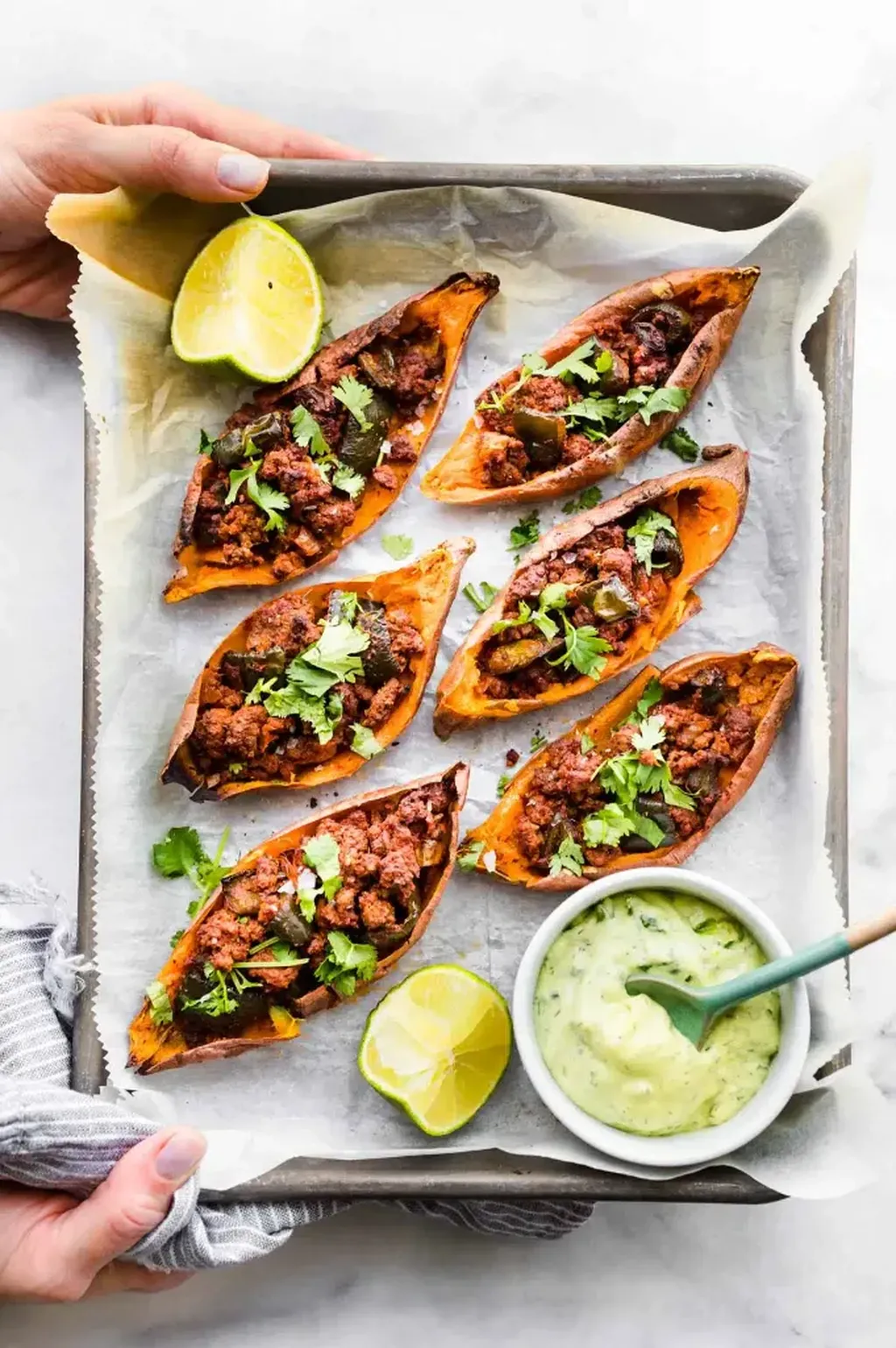 Ancho Chili Stuffed Sweet Potato Skins