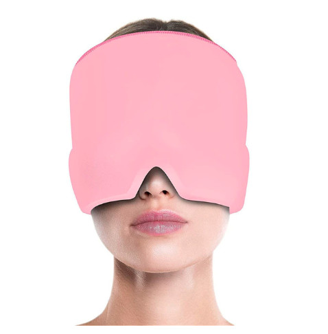 Migraine Relief Headache Compress Head Wrap Hot Cold Gel Therapy Hat - Merah Muda
