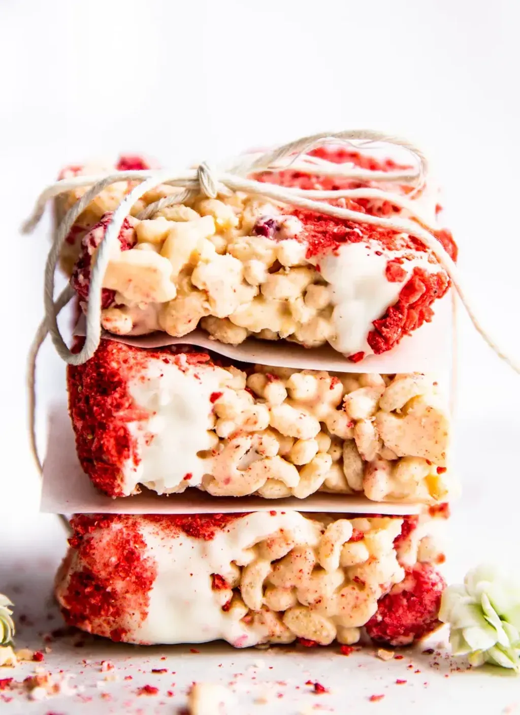 Vegan White Chocolate Raspberry Rice Crispy Treats
