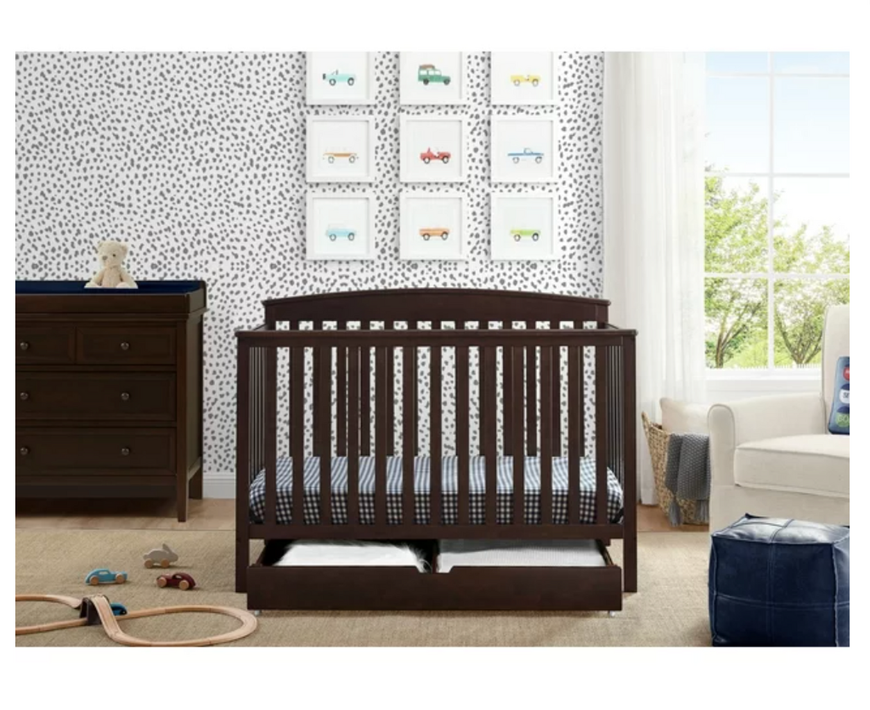 Delta Children Hanover 6-in-1 Convertible Baby Crib, Walnut Espresso