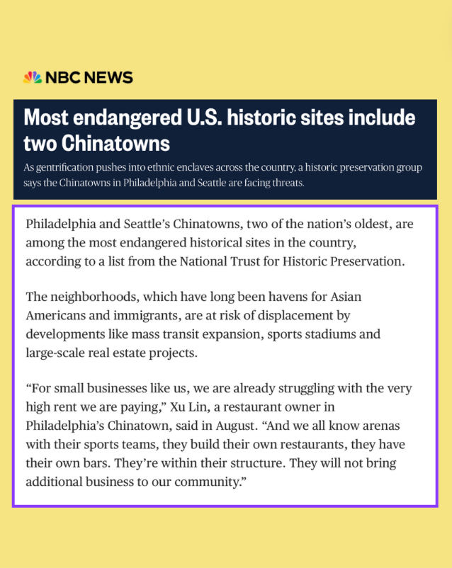 NBC: Chinatown is one of the most endangered sites in the US