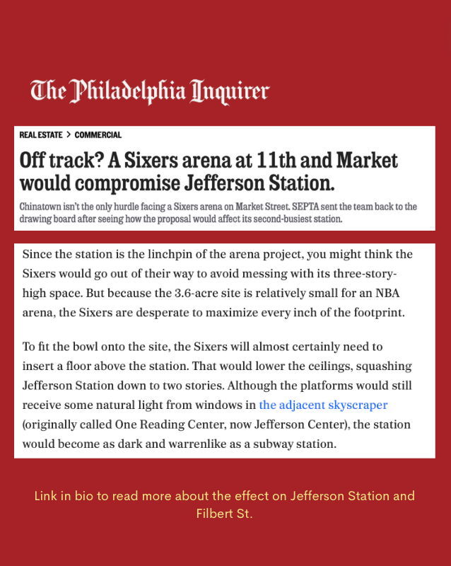 Inquirer: A Sixers arena would compromise Jefferson Station