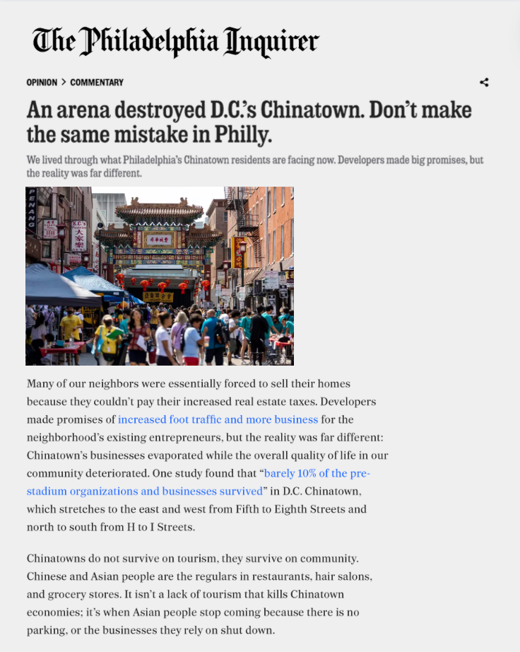 Inquirer: An arena destroyed DC's Chinatown