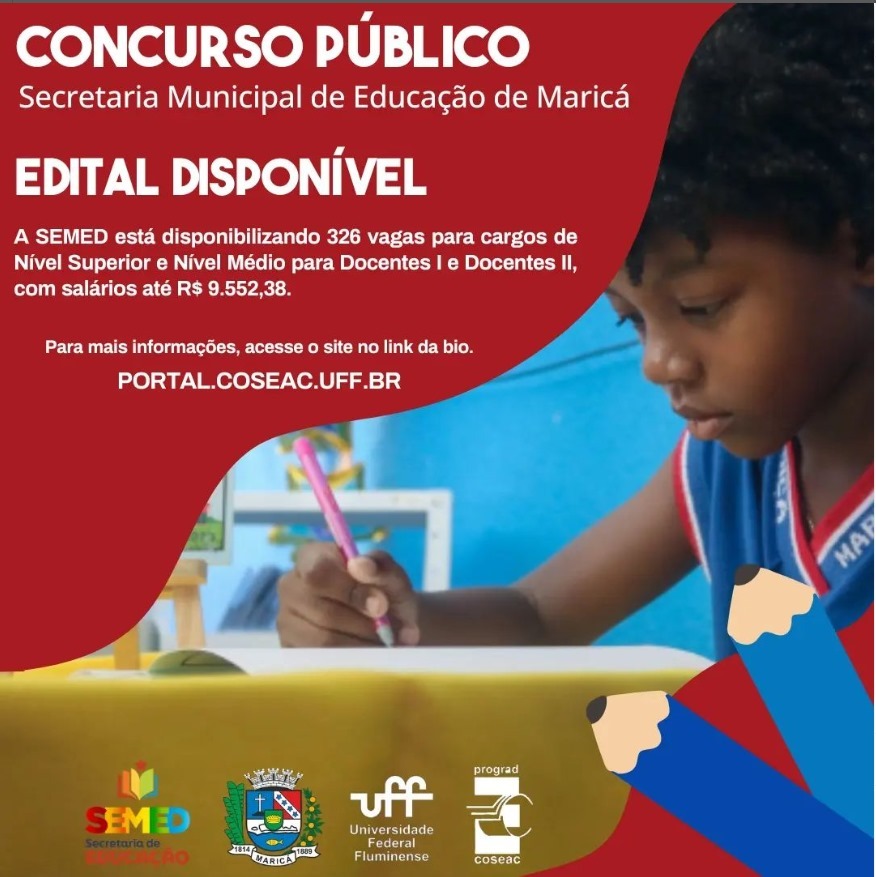 Concurso P&uacute;blico da SEMED de Maric&aacute; - Edital 1/2024