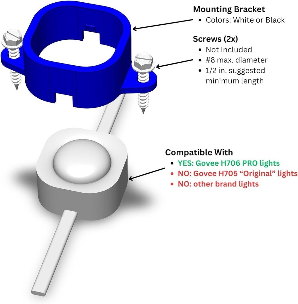 Mounting Bracket Clip for Govee Permanent Outdoor Lights H706 (Black, 60)