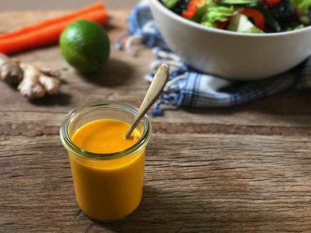 Salad with Carrot Miso Ginger Dressing - Mom's Kitchen Handbook
