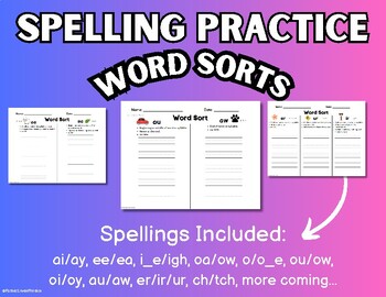Spelling Word Sort Pages with Phonics Tips & Tricks!