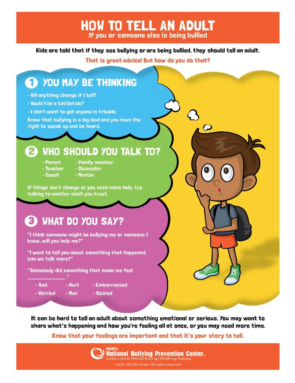 Bullying: How to Tell an Adult - Handout Resource