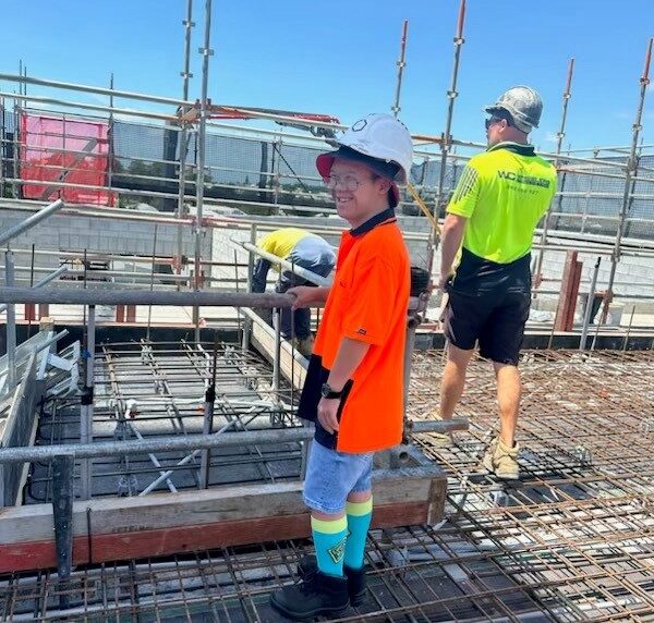 Josh enjoys his labouring work with 'the boys'