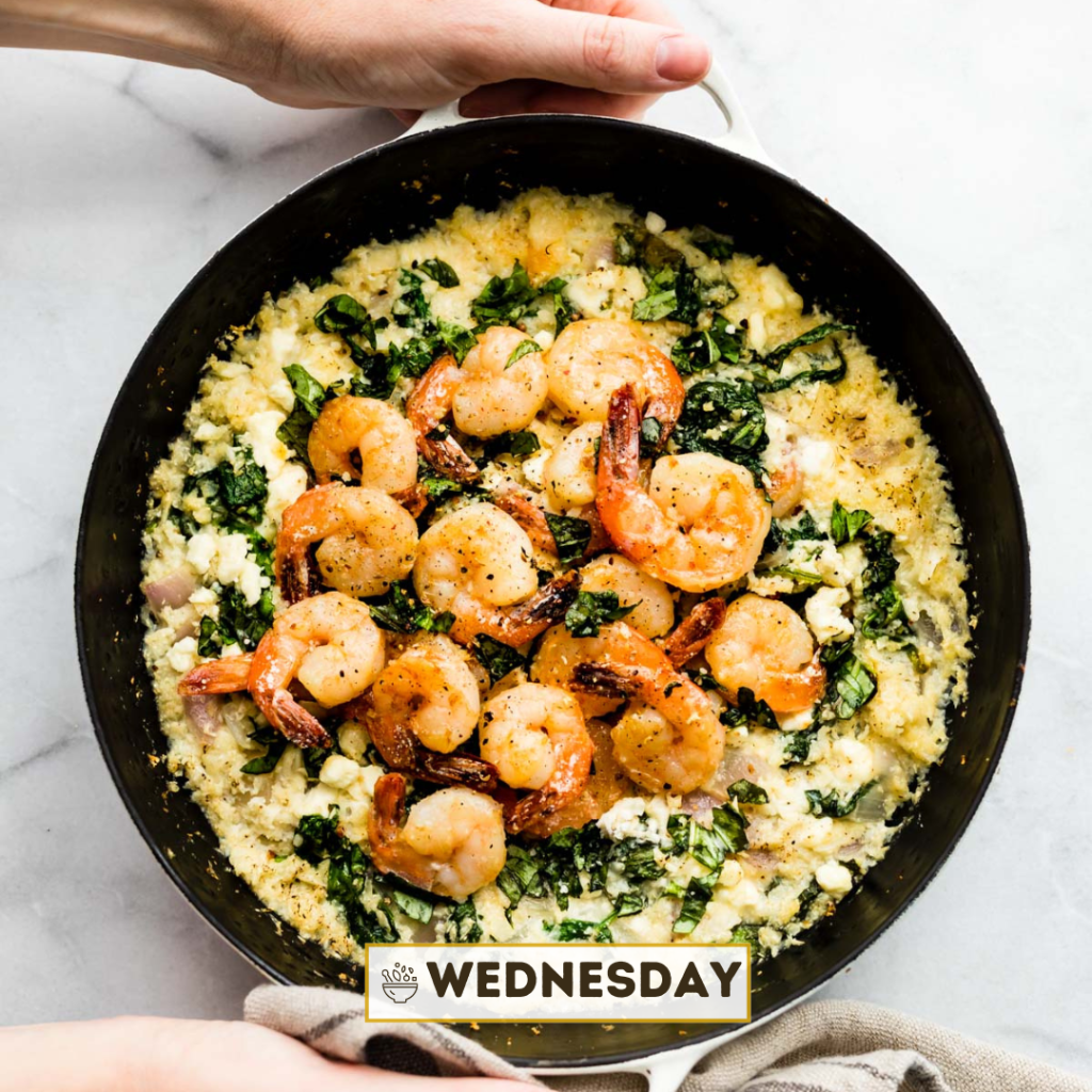 Cauliflower Risotto Shrimp Skillet