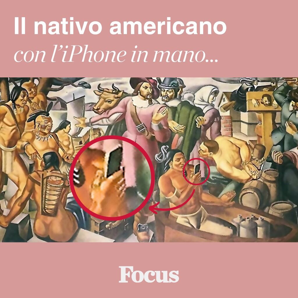 Il nativo americano con l'iPhone in mano...