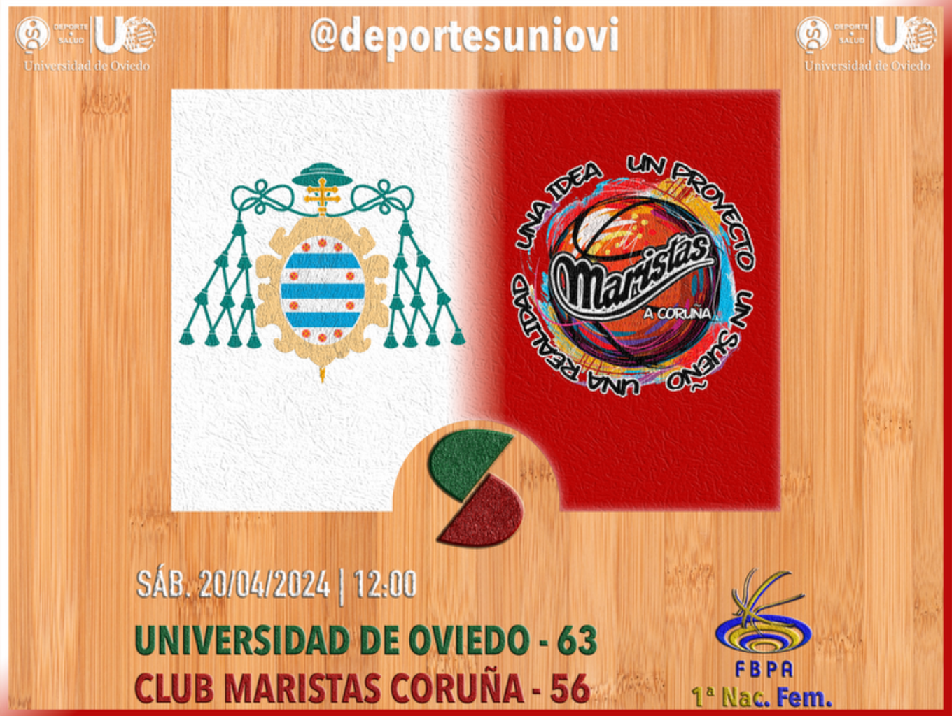 20/04 - GALER&Iacute;A UNI FEM. 🏀 VS. MARISTAS