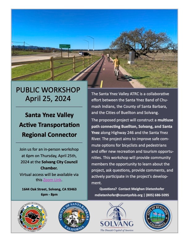 Join the Santa Ynez Valley Active Transportation Regional Connector ZOOM Meeting
