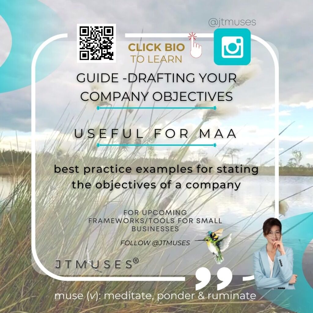 BEST PRACTICE EGS for stating the Objectives of a Company