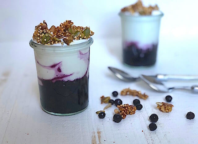 Wild Blueberry Yogurt Parfait with Maple Seed Brittle - Mom's Kitchen Handbook
