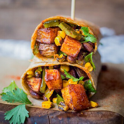 Smoky Potato, Corn, and Poblano Burritos