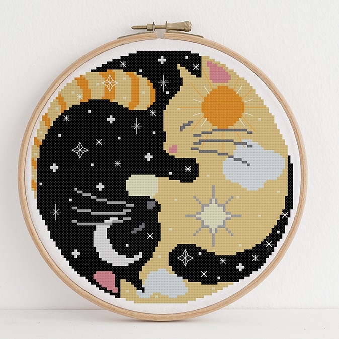 Luna and Apollo Cross Stitch Pattern