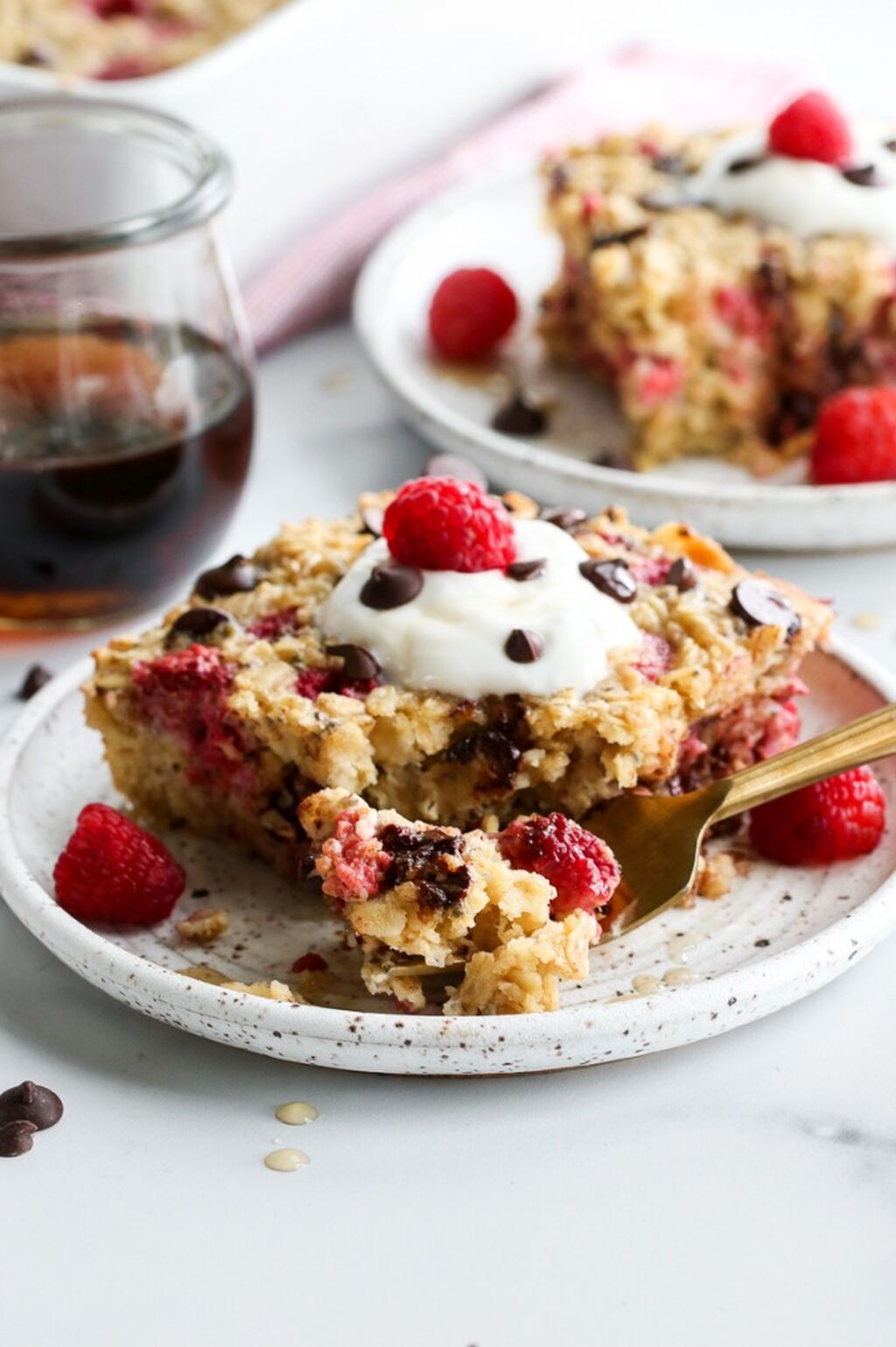 Raspberry Chocolate Chip Baked Oatmeal