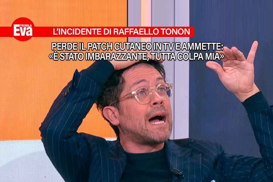 Raffaello Tonon perde il patch cutaneo in tv: che imbarazzo!