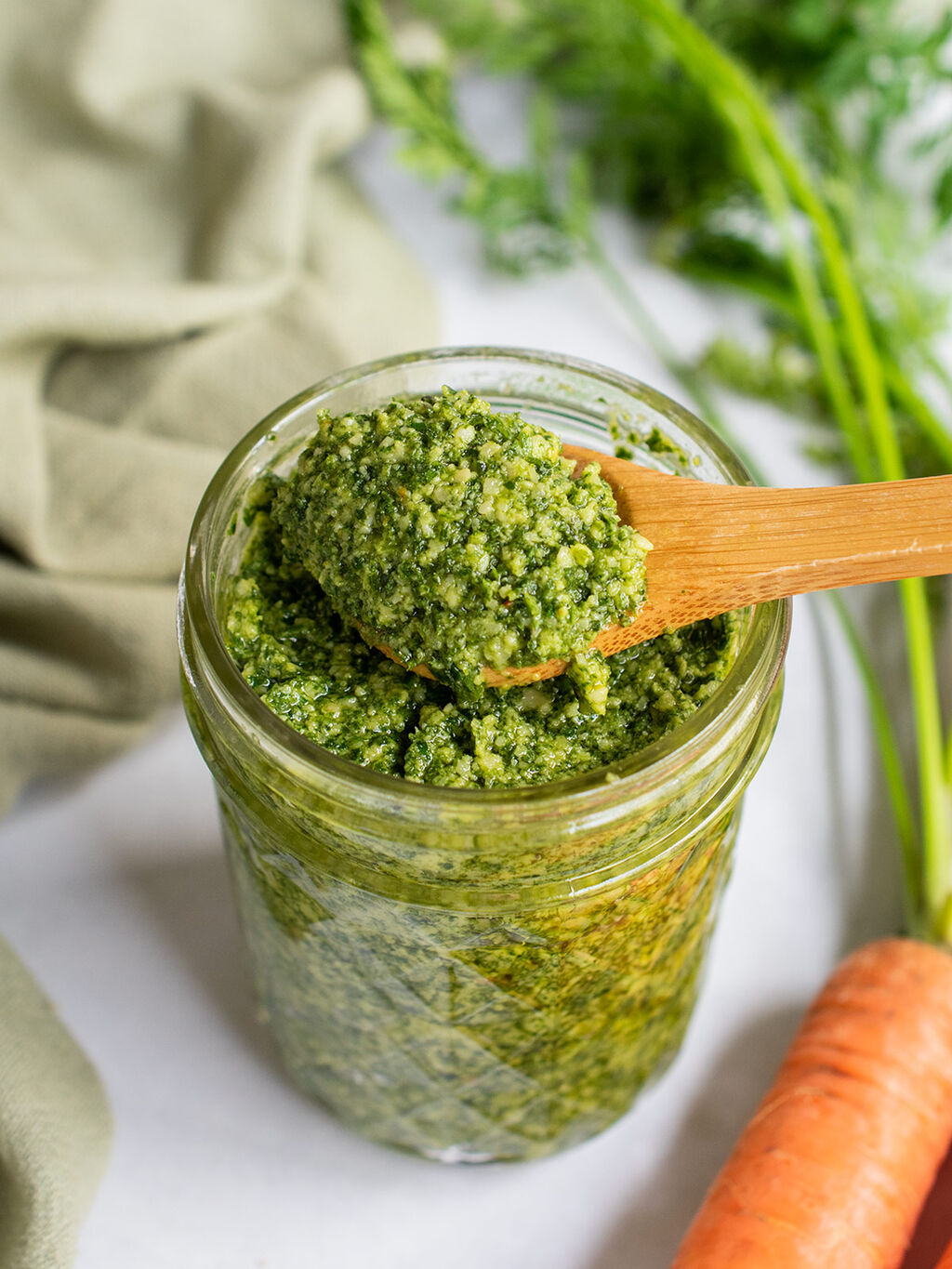 Carrot Top Pesto with Preserved Lemon