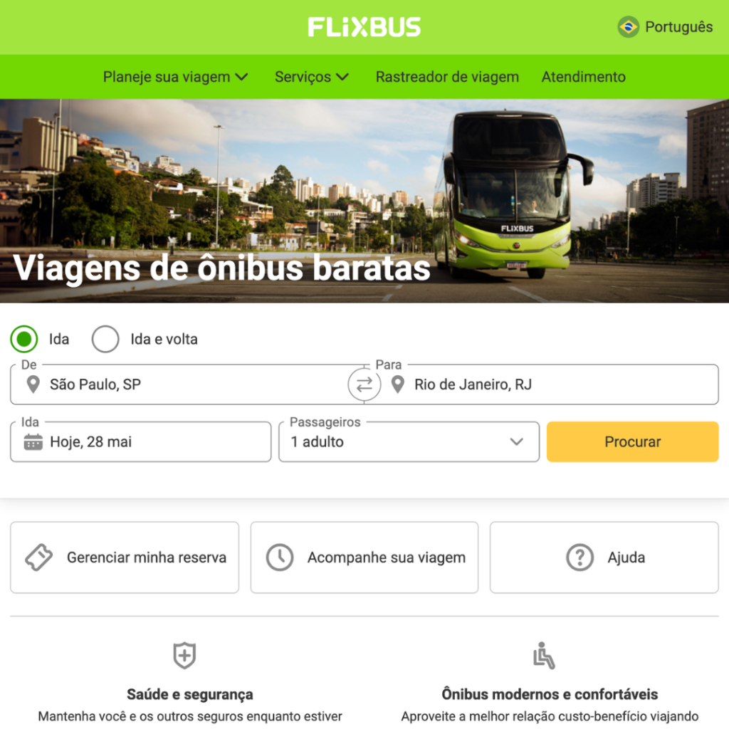 Reserve pelo site da FlixBus
