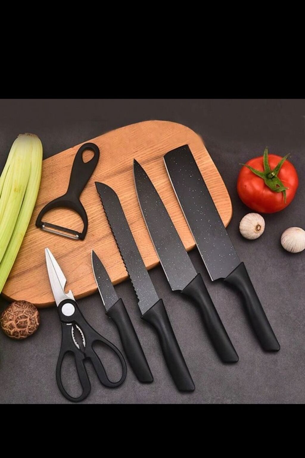 6pcs/ Black blade kitchen knife set 