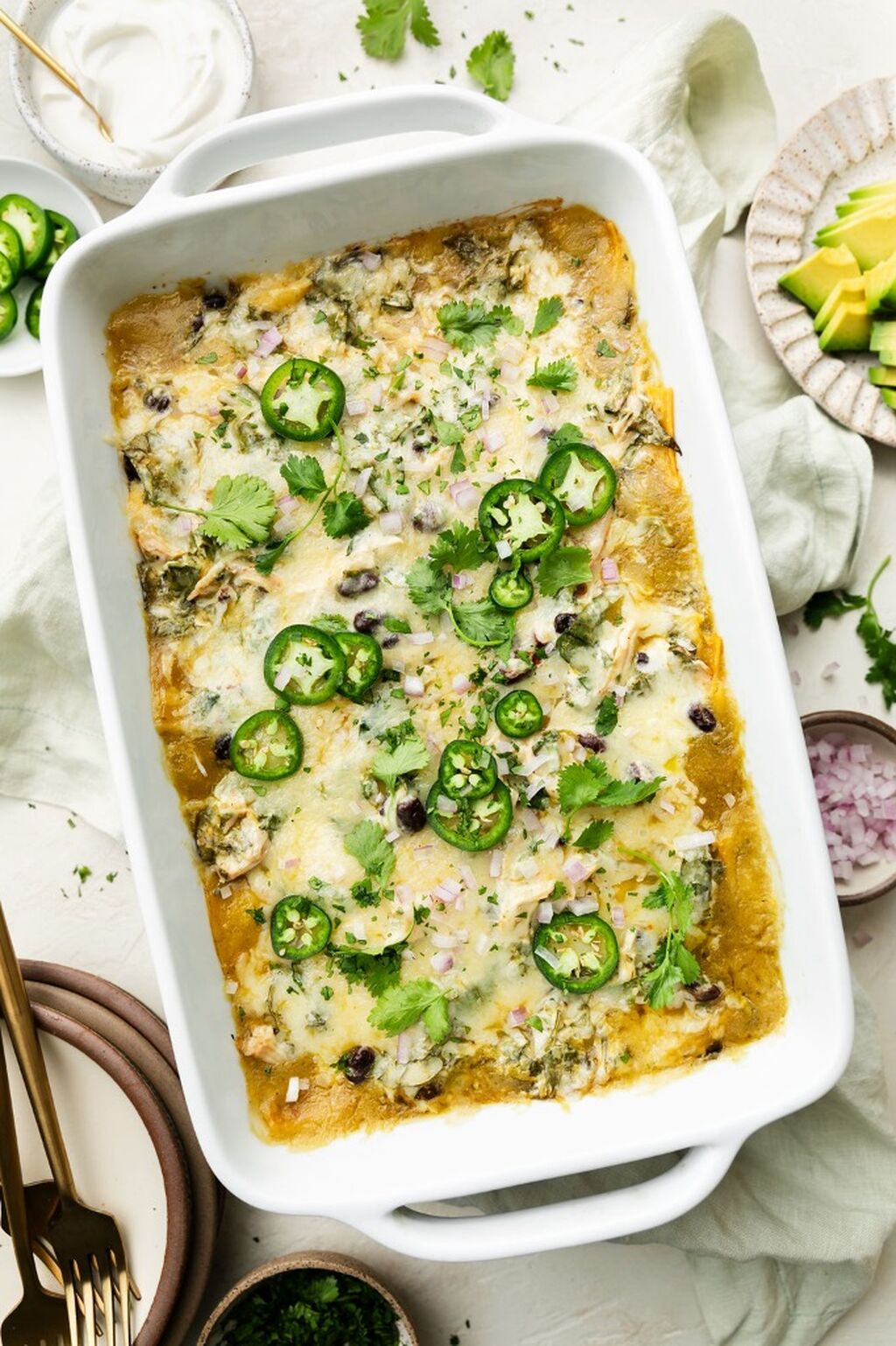 Green Chicken Enchilada Casserole