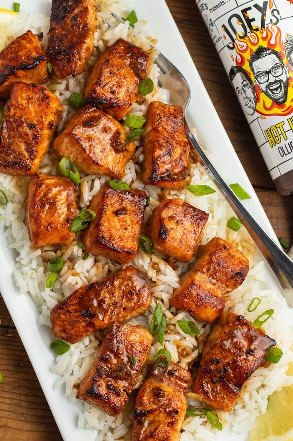 Hot Honey Garlic Salmon Bites