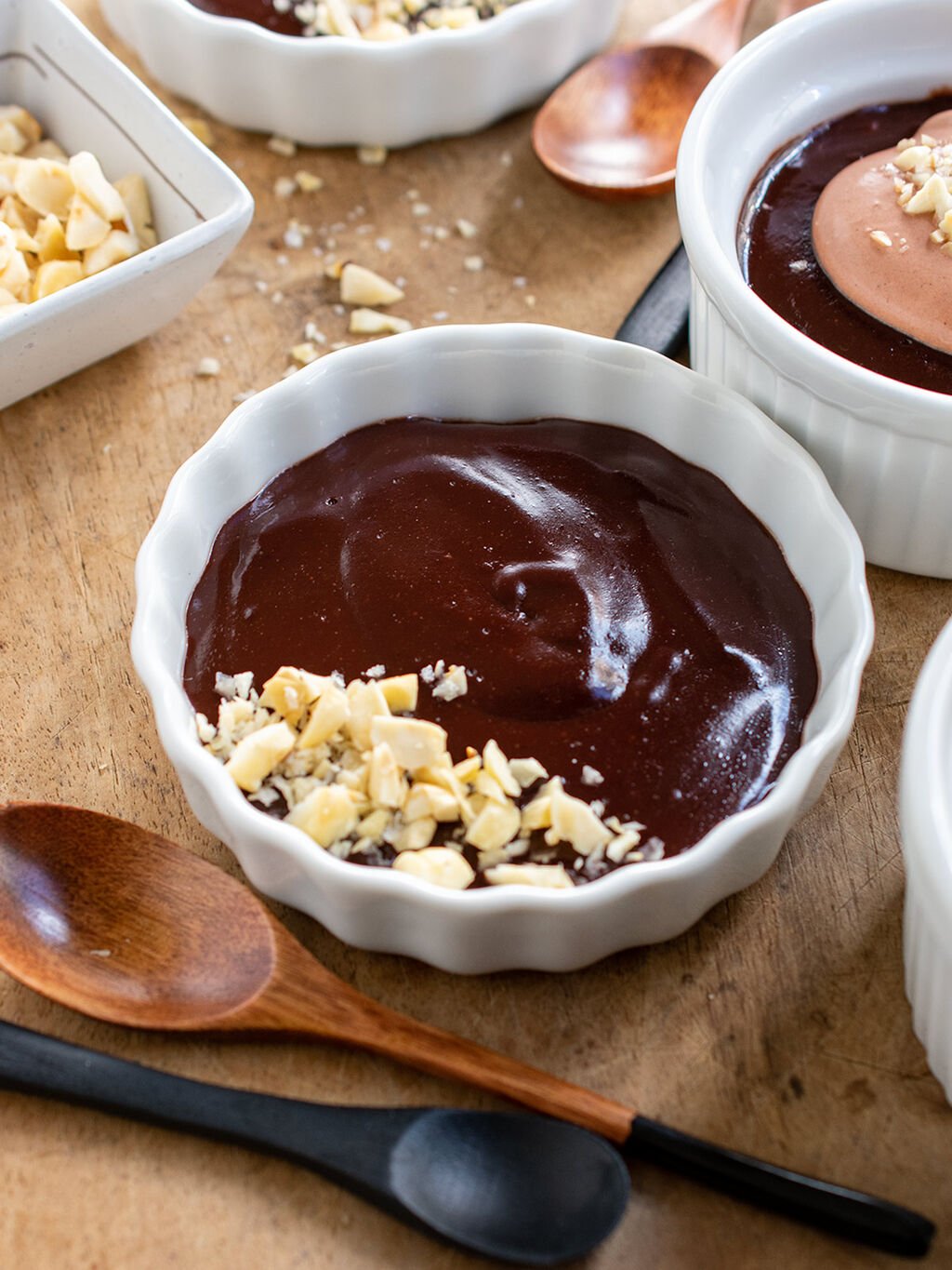 Dairy-free Chocolate Pudding with Hazelnut Crumble