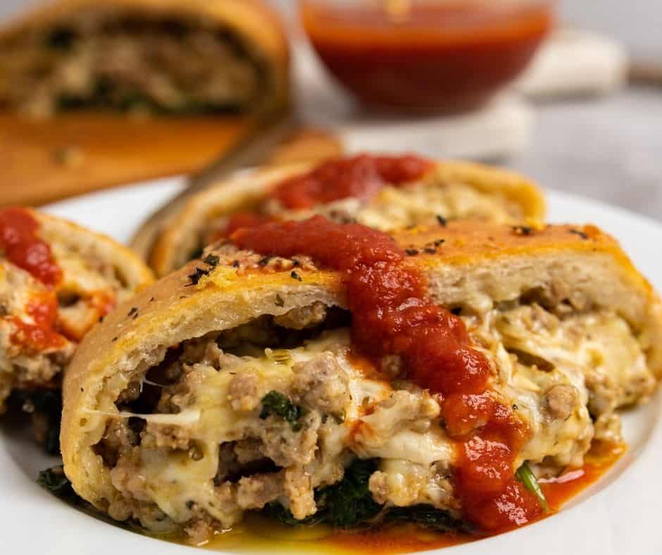 Air Fryer Cheesy Sausage Pizza Bread - Fork To Spoon