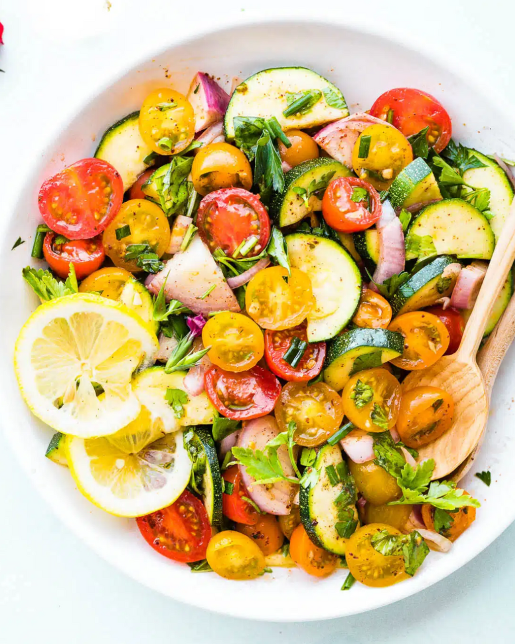 Three Herb Tomato Zucchini Salad