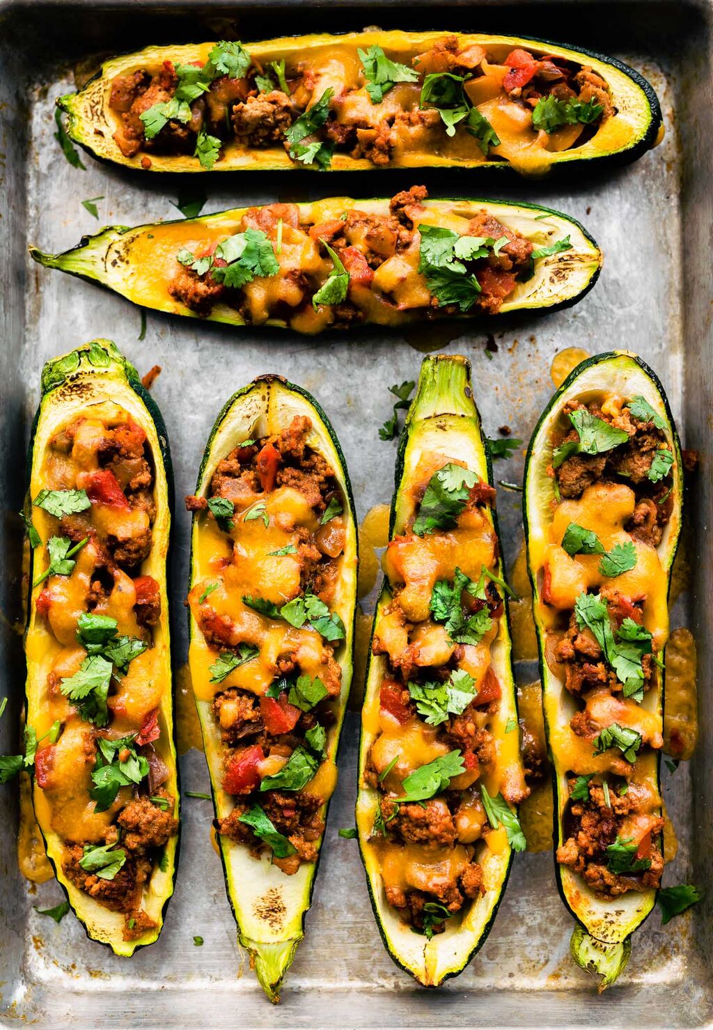 Enchilada Stuffed Zucchini Boats