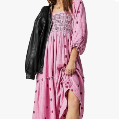 Pink, red flowers dress 